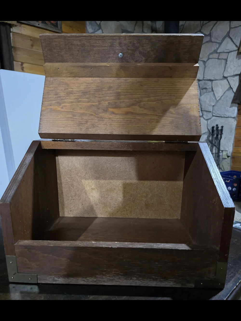 Vintage Wood Bread Box with Dark Brown Finish